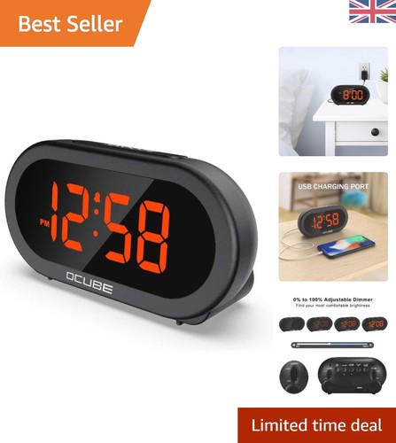 Minimalist black digital alarm - black,