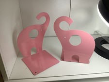 Elephant shaped. Pink. Metal Book Ends. Shelf Bookends. Book holders.