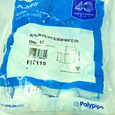 10 x POLYPIPE PolyFit 15mm 90° Elbow White FIT115 - PACK OF TEN - FREE DELIVERY