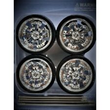 Tyres + Rims with spinners for 1/18 scale car models, hot rods, street rods, etc