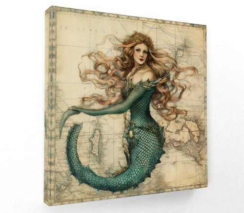 Pretty mermaid woman - woman, square