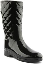 Hunter Original Refined Gloss Womens Quilted Welly Boots In Black Size UK 3 - 8