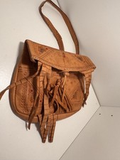 Morrocan Brown Leather  Suede Fringe Boho Tassel Shoulder Bag Handbag
