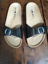 Black Croc Effect Bio Sandals, Size 6 (39), NWOT