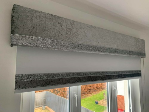 Grey velvet velour window - grey,
