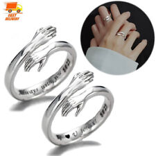 2 or1pc 925 Sterling Silver Adjustable Ring Hug Thumb Finger Band Ring Women Men