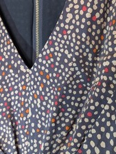 WHISTLES SILK TULIP DRESS Navy & White Spot Print SIZE 10