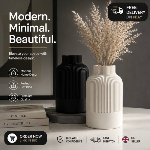 Printed ribbed vase modern - 3d,