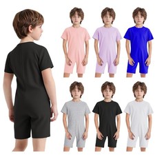 Special Needs Adaptive Kids Anti-Strip Romper Short Sleeve Zip Back One Piece UK