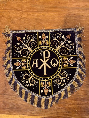 Hand embroidered purple velvet