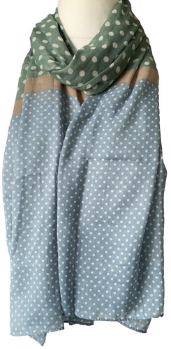 Polka dot scarf blue - blue, sage