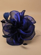 Navy Chiffon Fascinator with