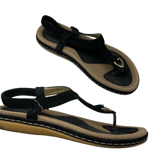 Socofy black leather strappy - black,