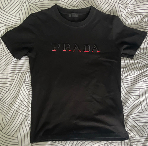 Prada men black logo crew - black,