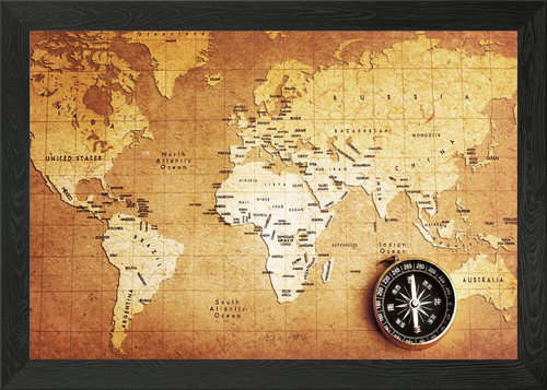 Old world map framed - world, art