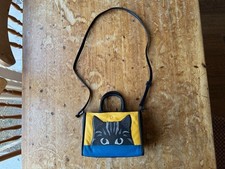 BRAND NEW YOSHI LEATHER CAT HANDBAG CROSSBODY TOP HANDLE BLACK BAG