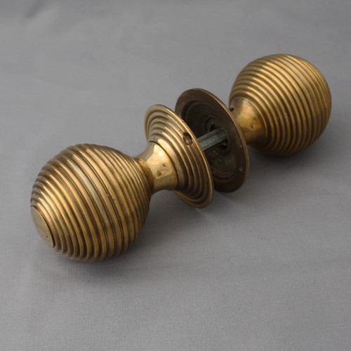 Large brass beehive door knobs - brass,