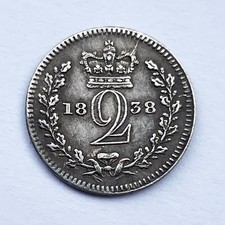 QUEEN VICTORIA MAUNDY MONEY 1838 SILVER TWOPENCE