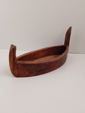 Vintage Wooden Boat Handmade 13 In Long Five In Wide Solid Wood Plywood Bottom