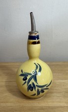 Vintage Barocco Valbonne France Olive Oil Bottle Handmade Painted With Pourer