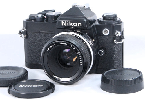 Nikon black 35mm film - fe,