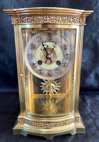 Antique french clock crystal - antique,