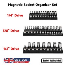 3pcs Magnetic Socket Organizer Storage Rail Rack Holder 1/4" 3/8" & 1/2" Drive