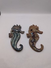 Handmade Pottery Seahorses Decorative Wall Art Set Of 2