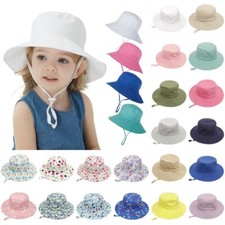UK Kids Baby Sun Hat Summer Cotton Bucket Hats Boy Girl Toddler Unisex Beach Cap