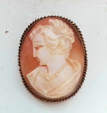 Old Brass Cameo Brooch 1800s