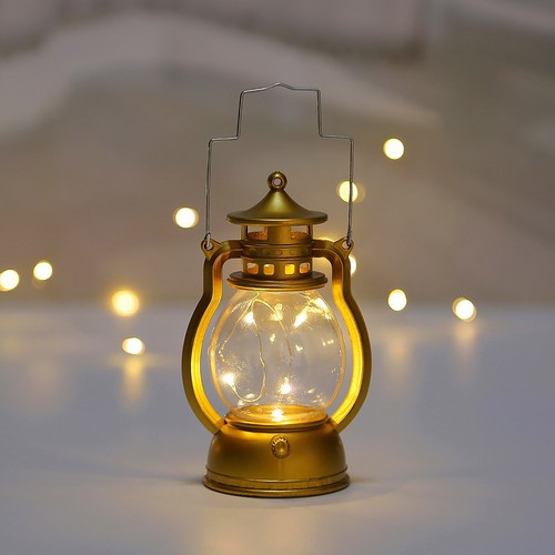 Vintage gold led oil lantern - gold,