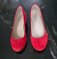 ZARA RED FAUX SUEDE SHOES WITH