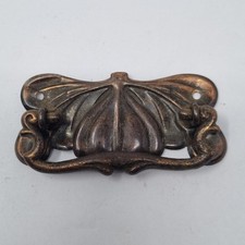 Antique Art Nouveau Copper Finish Pressed Metal Furniture Drawer Handle Pull 