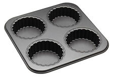 KitchenCraft MasterClass Non-Stick 4 Hole Mini Tartlet Pan 26x26cm (Tart 10x2cm)