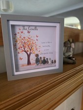 Personalised family pebble picture, Gift for parents, Stone family, Family