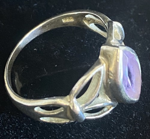 Silver marquis cut amethyst - silver,