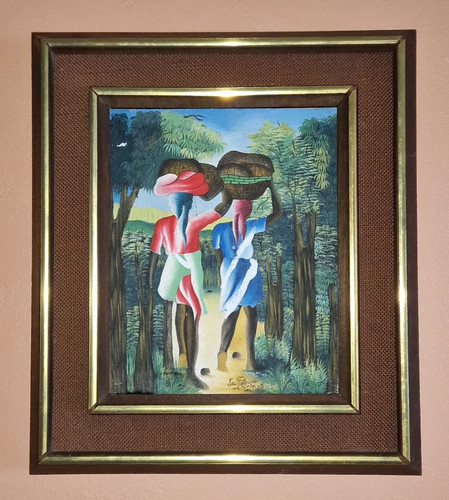 Vintage haitian oil painting - vintage,