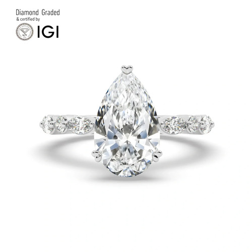 Pear diamond engagement ring - pear,