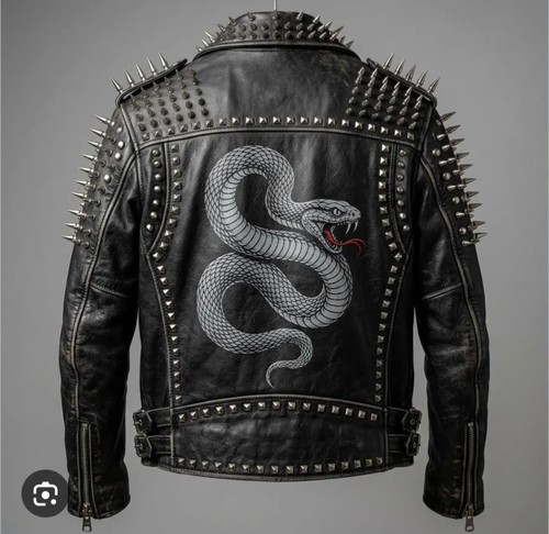 Men black studded leather - men's,