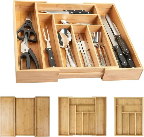 Bamboo cutlery tray with - bamboo,