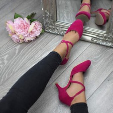 Womens ladies mid heel cross straps bridal party evening shoes sandals size