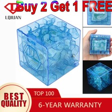 3D Cube Puzzle Money Maze Bank Saving Coin Collection Case Box Fun Brain Game UK
