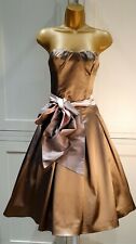 Coast Special Occasion Strapless Satin Fit and Flare Mink Coloured Dress UK 10