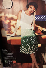 NEW Boden Pleated Chiffon Skirt Green with Off White Polka Dots. Lined. UK 6R.