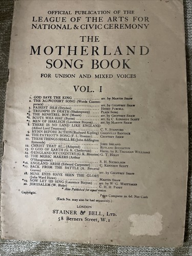 The motherland song book vol - motherland,