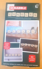 BNIB OFFICIAL SCRABBLE CANDLES 6 HOLDERS 60 LETTERS GIFT PERSONALISE