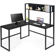 L-Shaped Corner Computer Desk Large PC Table Workstation with Storage Bookcase