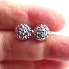 Vintage Swarovski Elements Stud Earrings Aurora Crystal 
