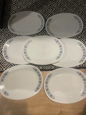 7 x JAJ Pyrex Chelsea 30.5 x 23cm Oval Steak Dinner Plates, Vintage