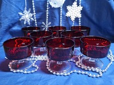 Set Of 8 French Retro Luminarc Arcoroc Ruby Red Dessert Glasses Ref#15